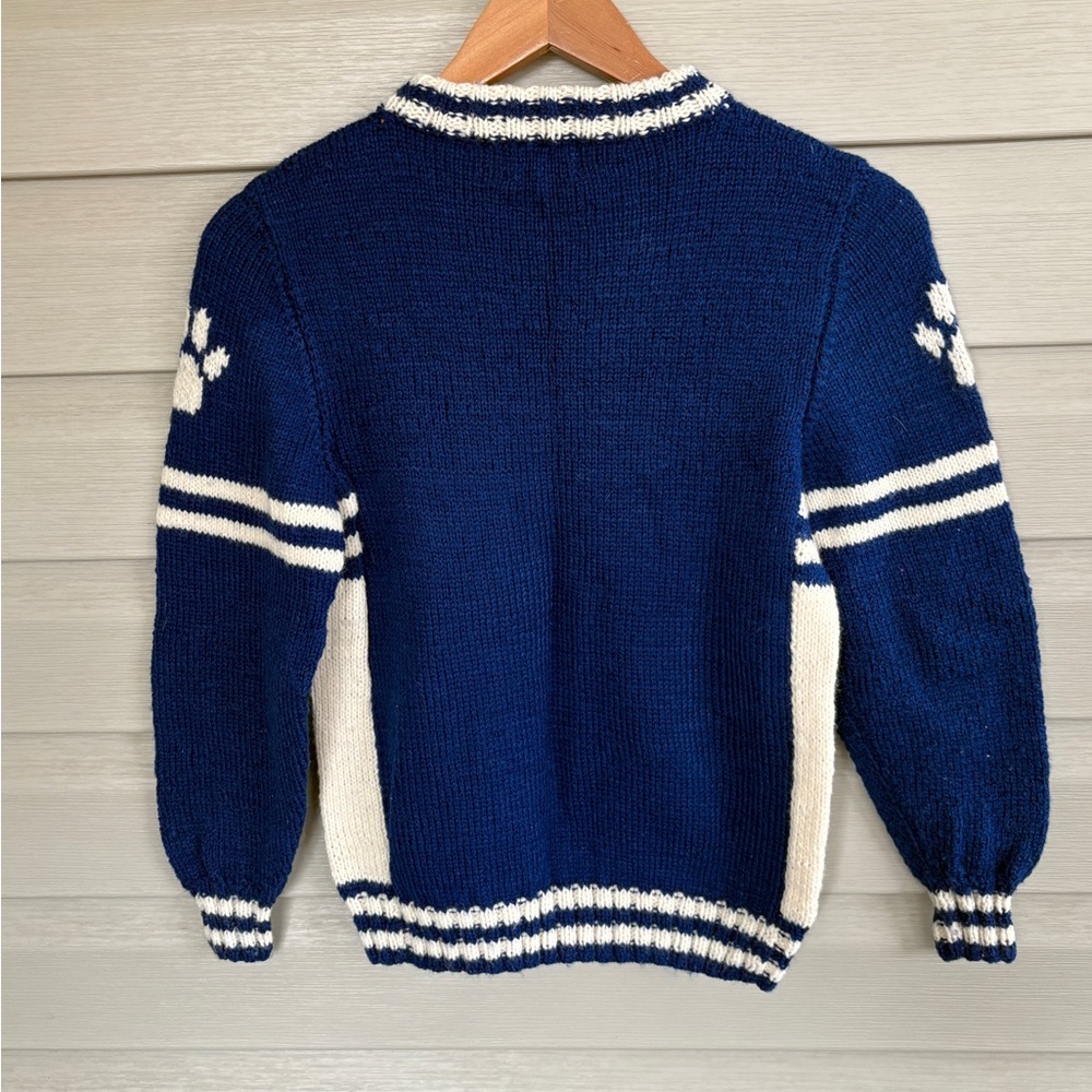 Vintage Hand-knit by Grandma Penn State sweater PSU Nittany Lions blue white XS - Picture 4 of 11